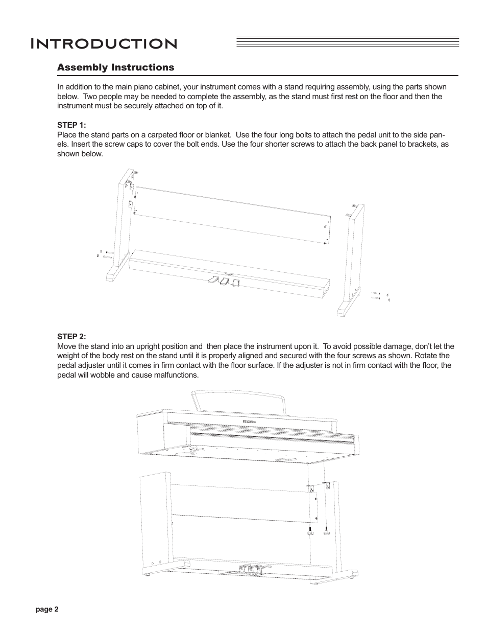 Assembly instructions, Introduction | Kurzweil CUP110 User Manual | Page 8 / 26