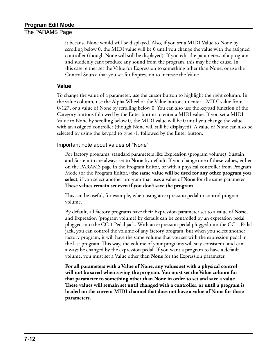 Value, Value -12 | Kurzweil Forte User Manual | Page 109 / 388