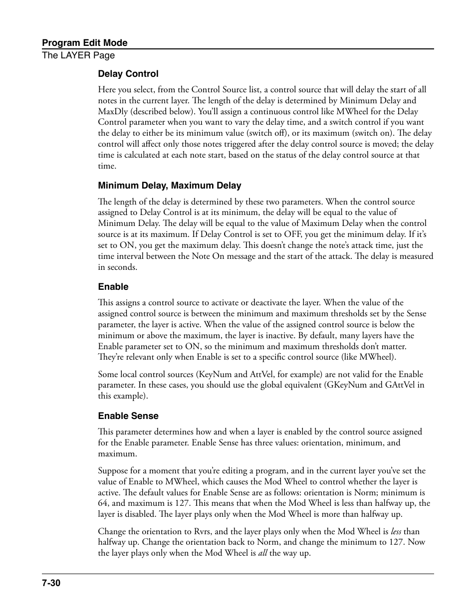 Delay control, Minimum delay, maximum delay, Enable | Enable sense, Ou can do it using the | Kurzweil Forte User Manual | Page 127 / 388