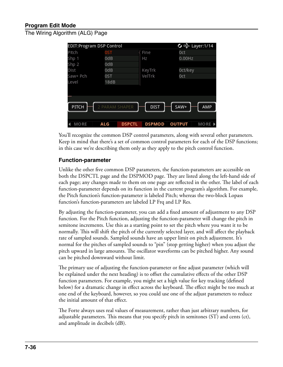 Function-parameter, Function-parameter -36 | Kurzweil Forte User Manual | Page 133 / 388