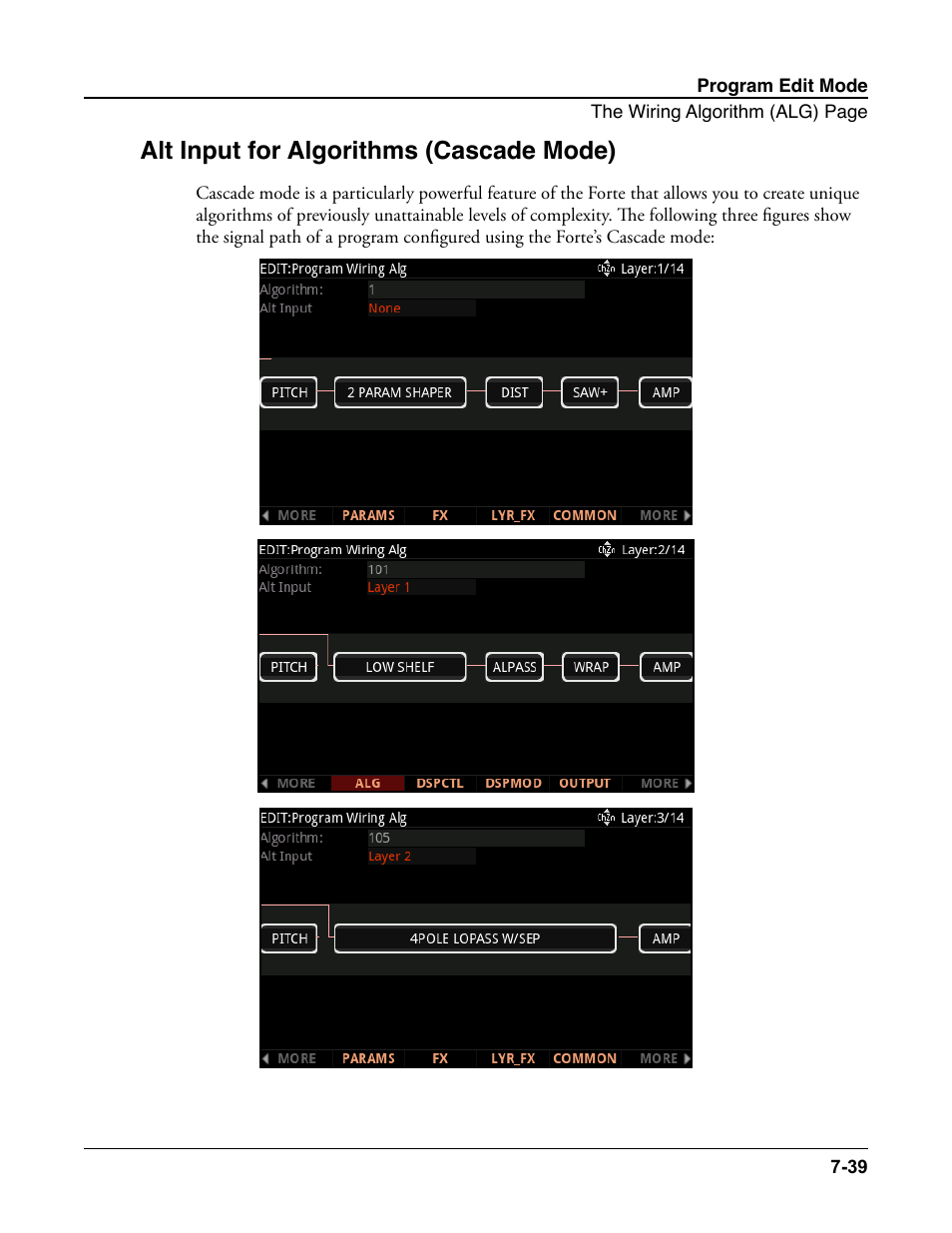 Alt input for algorithms (cascade mode), Alt input for algorithms (cascade mode) -39 | Kurzweil Forte User Manual | Page 136 / 388