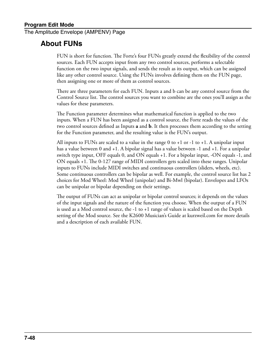 About funs, About funs -48 | Kurzweil Forte User Manual | Page 145 / 388