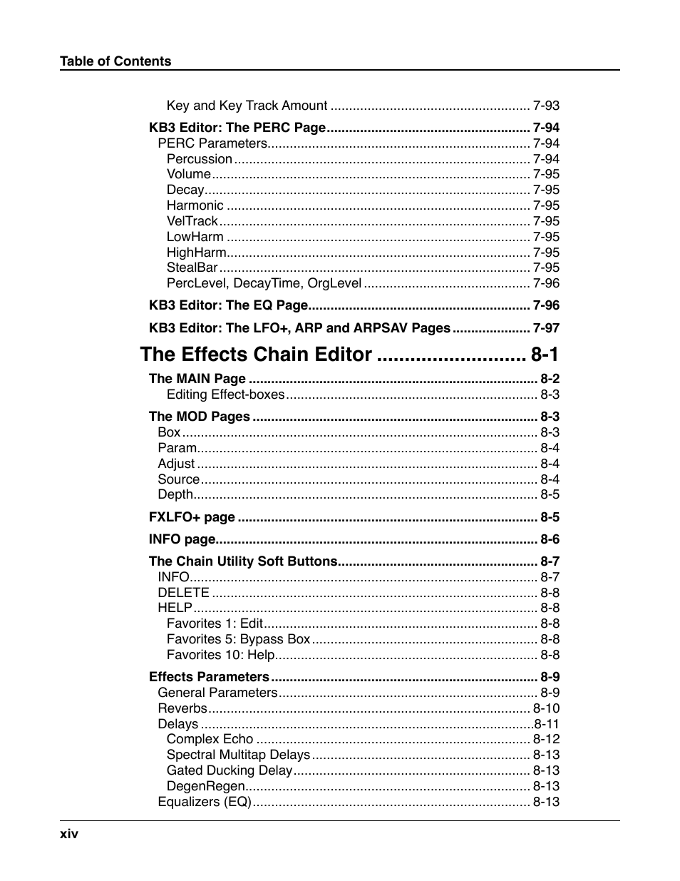 The effects chain editor -1 | Kurzweil Forte User Manual | Page 15 / 388