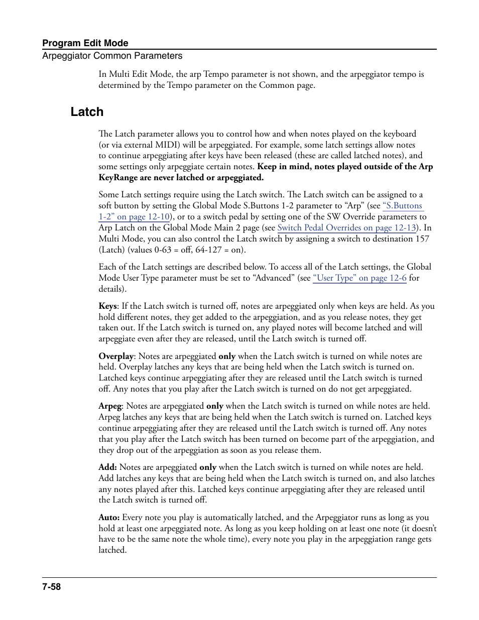 Latch, Latch -58 | Kurzweil Forte User Manual | Page 155 / 388
