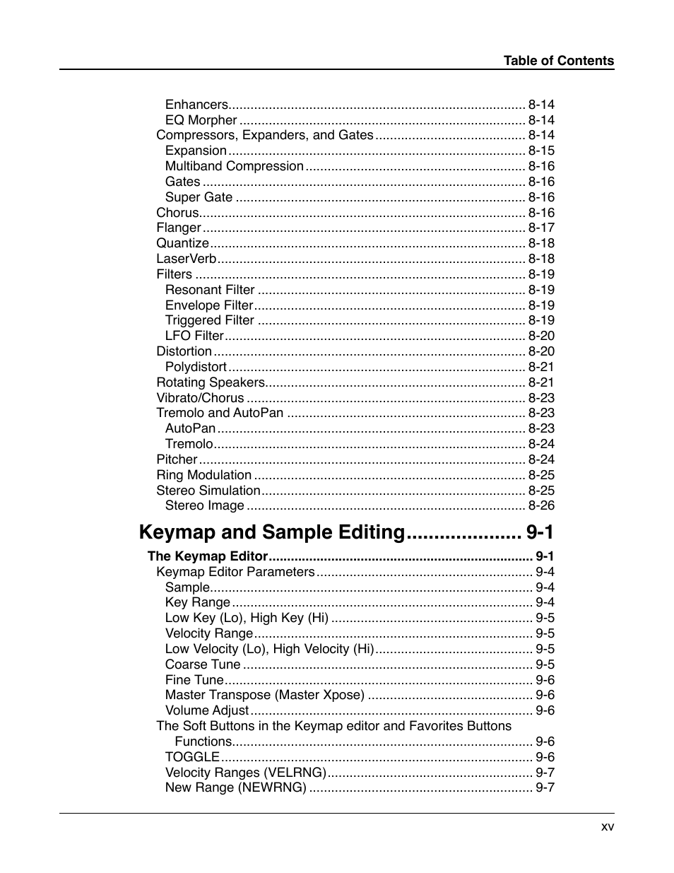 Keymap and sample editing -1 | Kurzweil Forte User Manual | Page 16 / 388