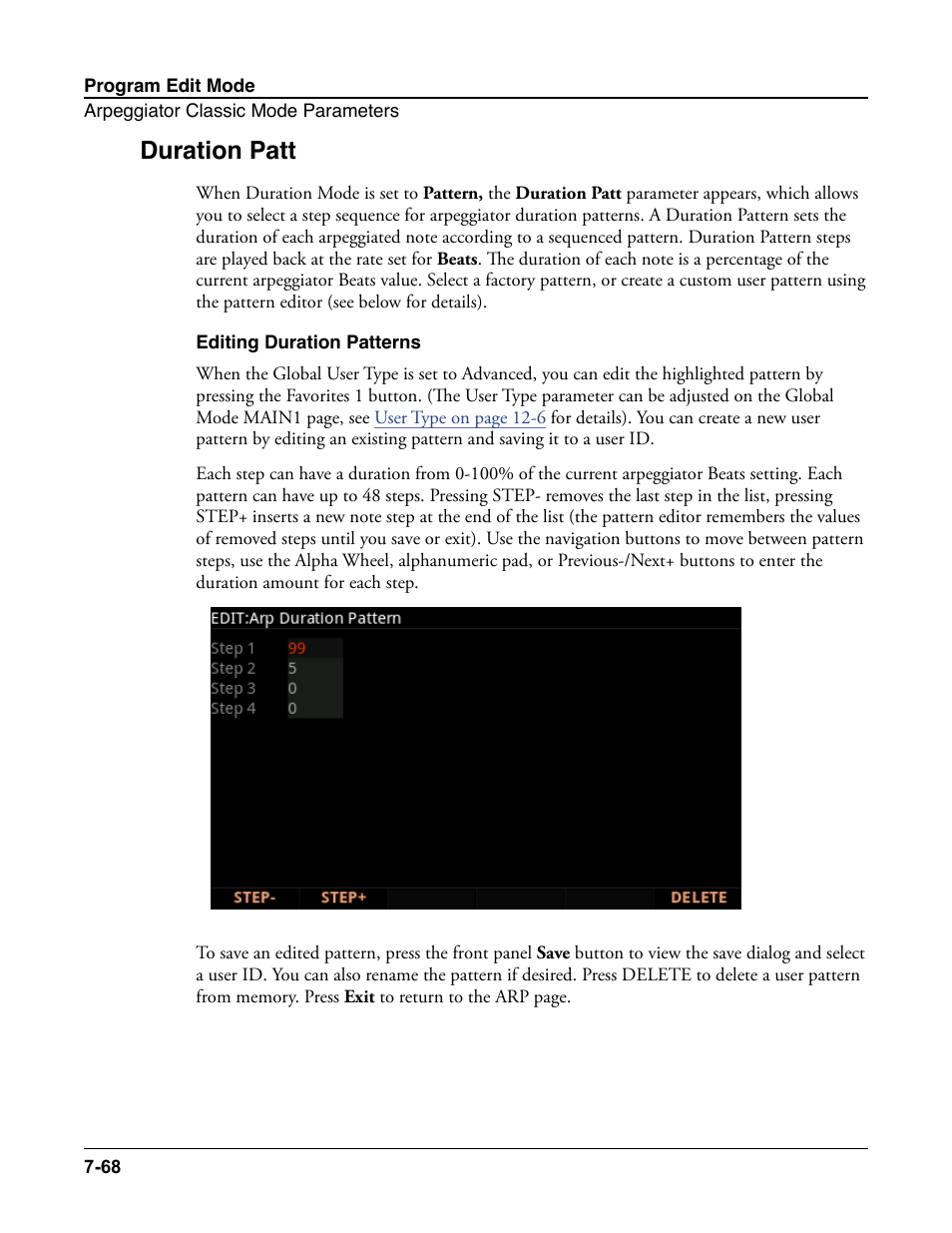 Duration patt, Editing duration patterns, Duration patt -68 | Editing duration patterns -68 | Kurzweil Forte User Manual | Page 165 / 388