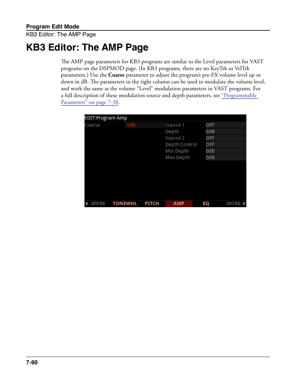 Kb3 editor: the amp page | Kurzweil Forte User Manual | Page 187 / 388