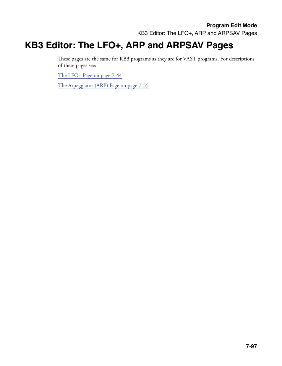 Kb3 editor: the lfo+, arp and arpsav pages | Kurzweil Forte User Manual | Page 194 / 388