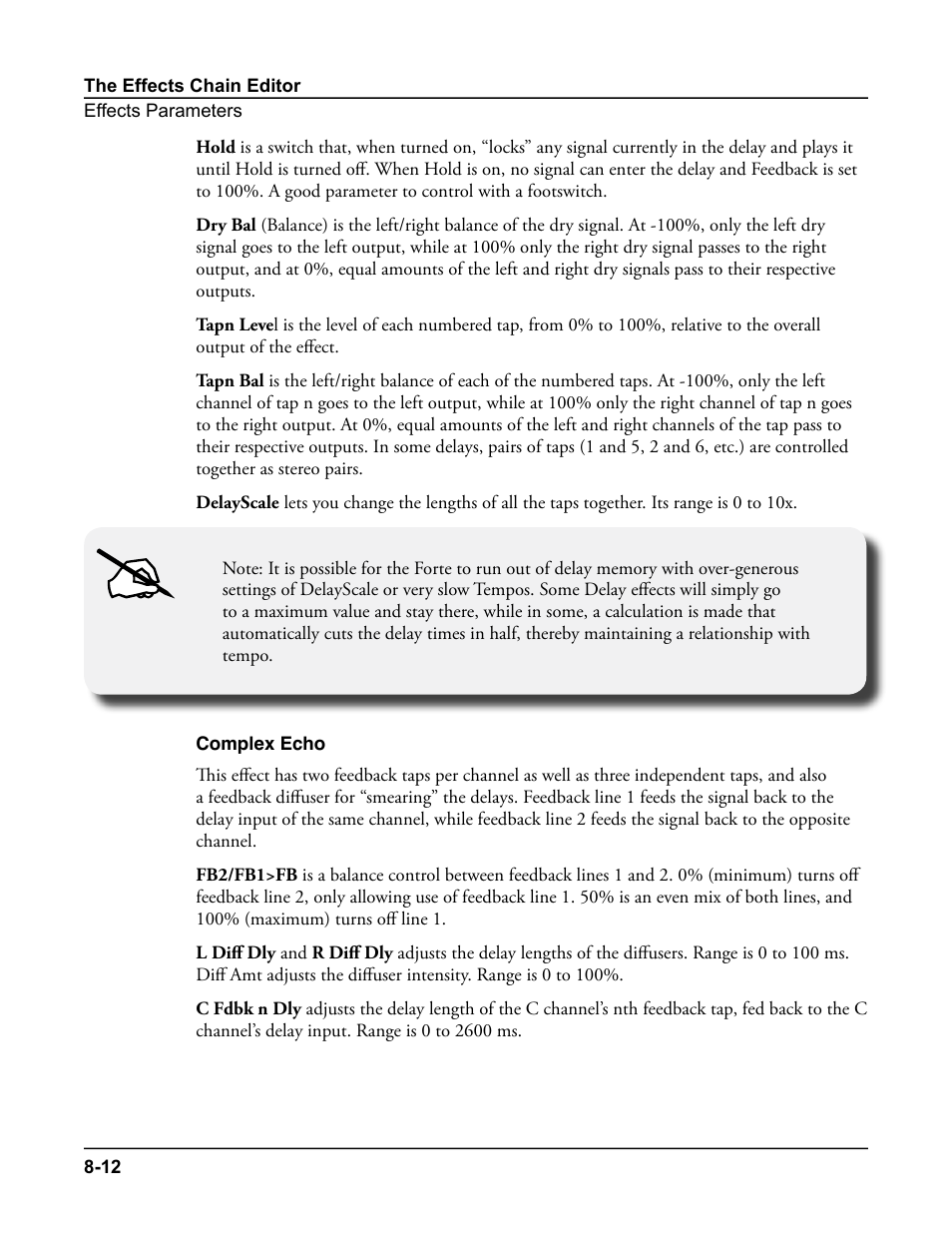Complex echo, Complex echo -12 | Kurzweil Forte User Manual | Page 206 / 388
