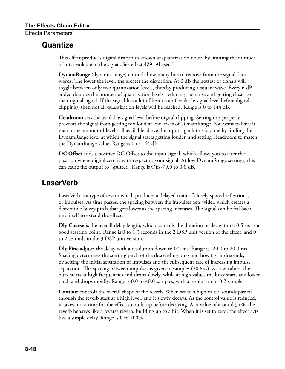 Quantize, Laserverb, Quantize -18 laserverb -18 | Kurzweil Forte User Manual | Page 212 / 388