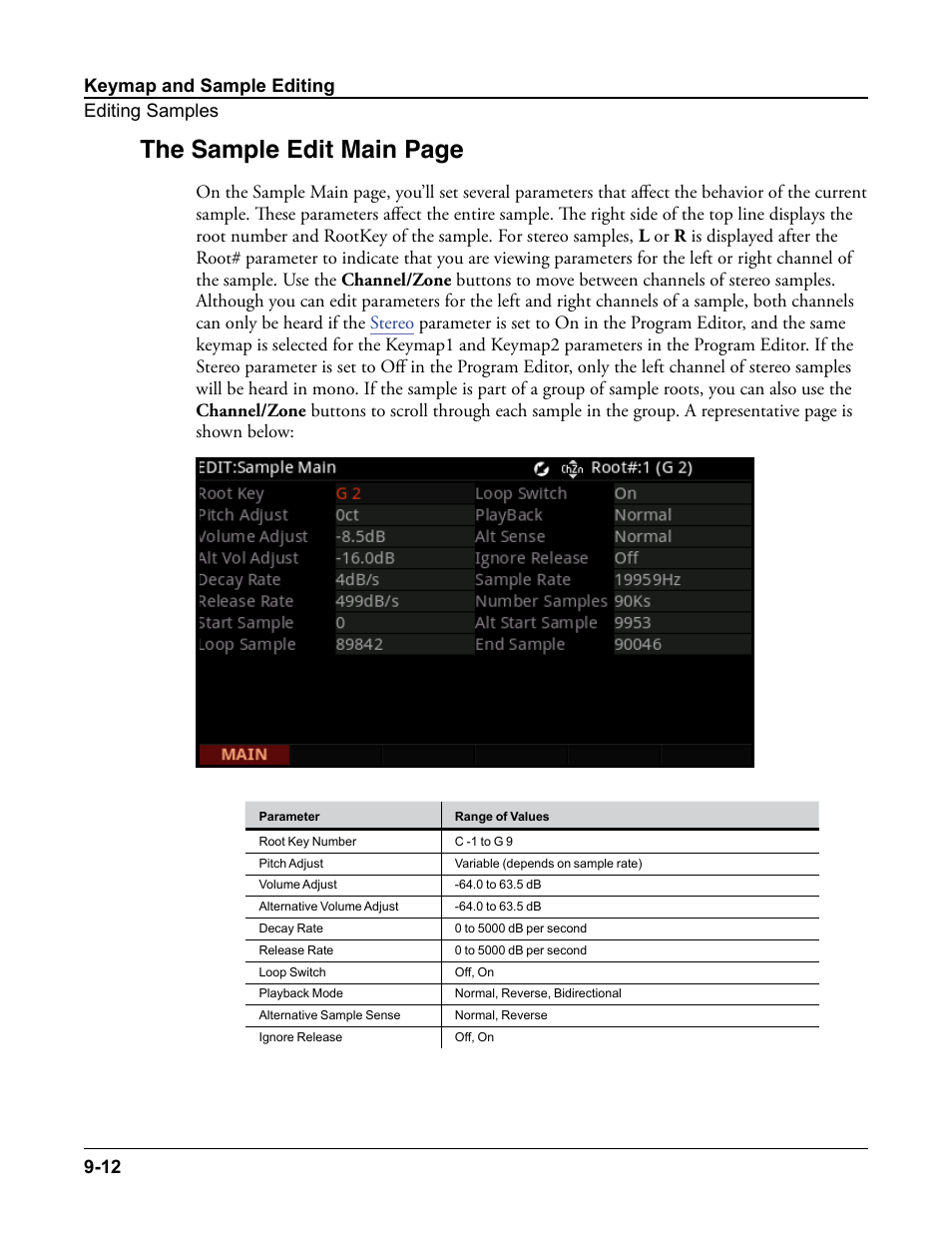 The sample edit main page | Kurzweil Forte User Manual | Page 232 / 388