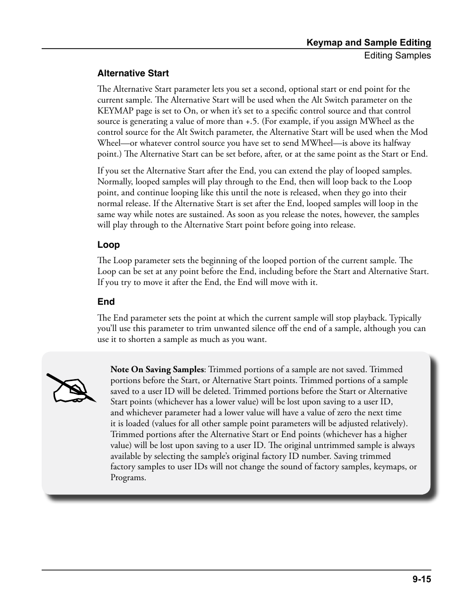 Alternative start, Loop, Alternative start -15 loop -15 end -15 | Kurzweil Forte User Manual | Page 235 / 388