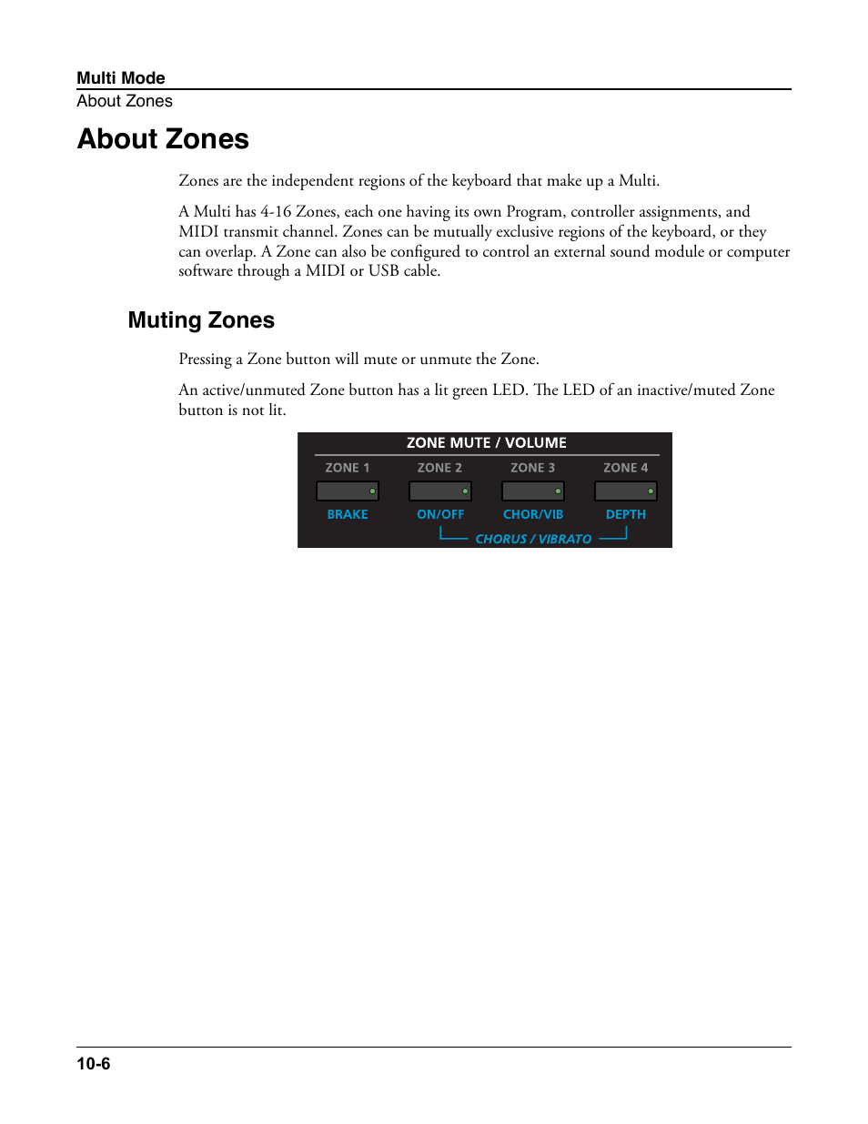 About zones, Muting zones, About zones -6 | Muting zones -6, For mor | Kurzweil Forte User Manual | Page 241 / 388