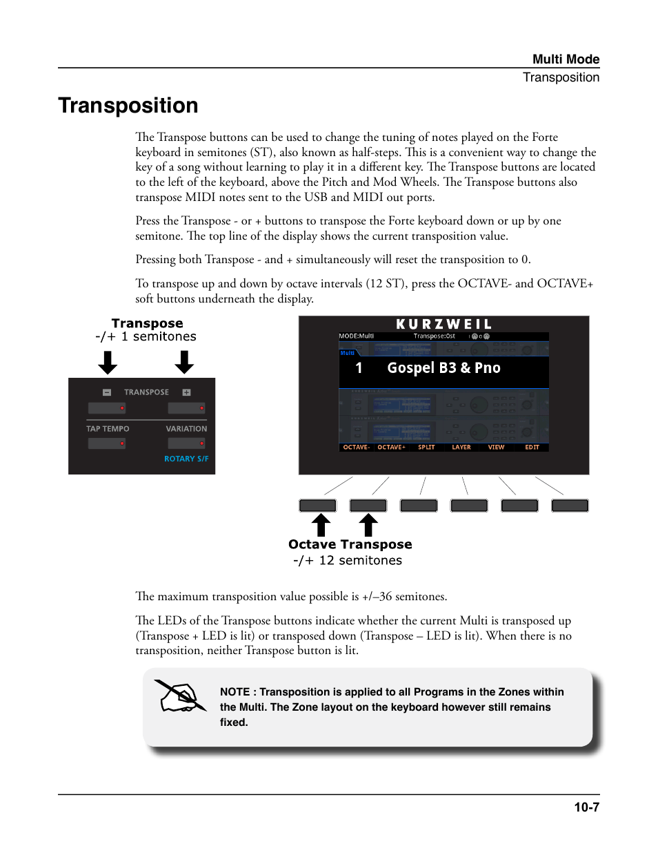 Transposition, Transposition -7 | Kurzweil Forte User Manual | Page 242 / 388