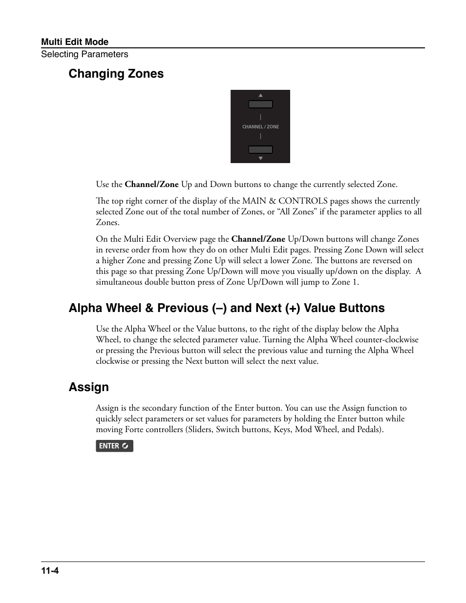 Changing zones, Assign | Kurzweil Forte User Manual | Page 255 / 388