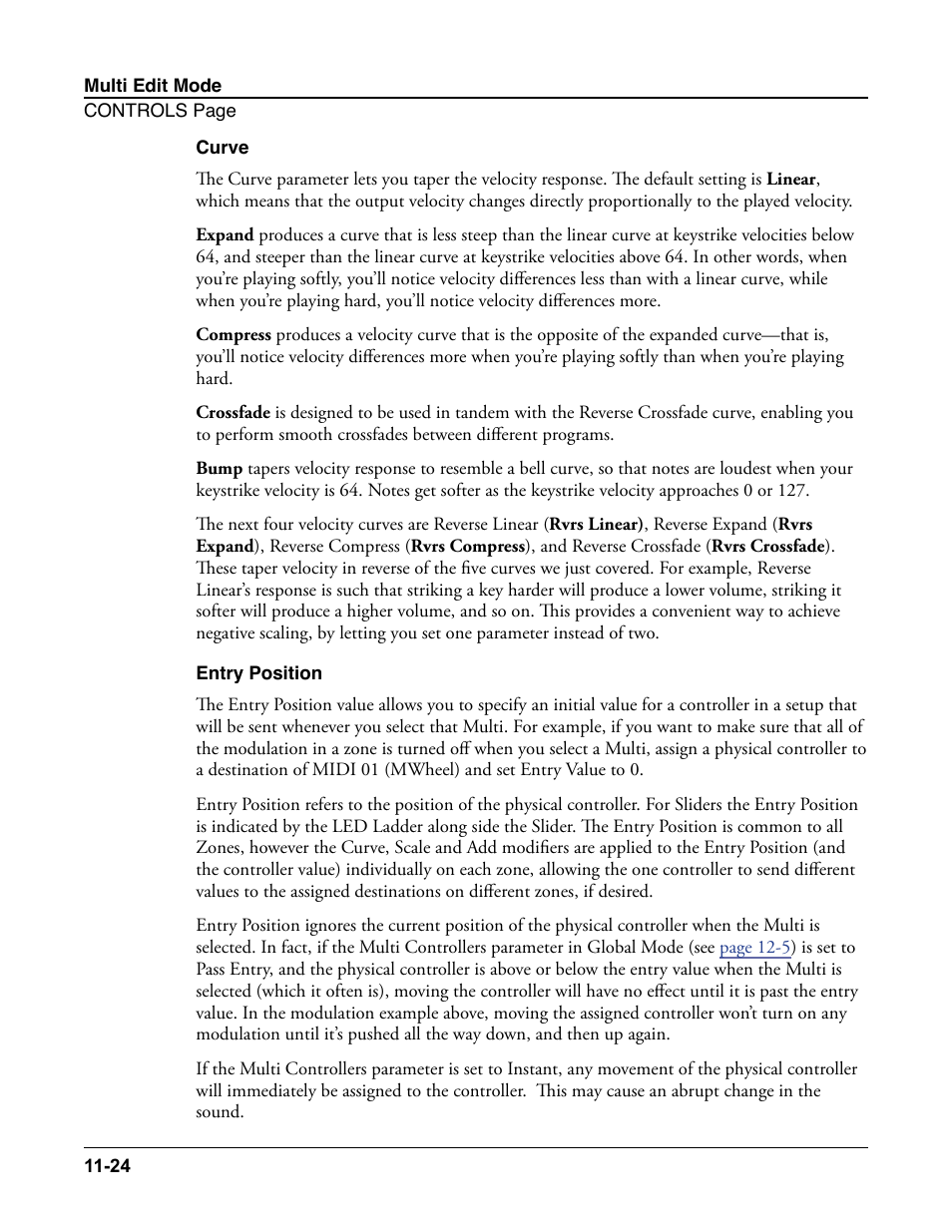 Curve, Entry position, Curve -24 entry position -24 | Kurzweil Forte User Manual | Page 275 / 388