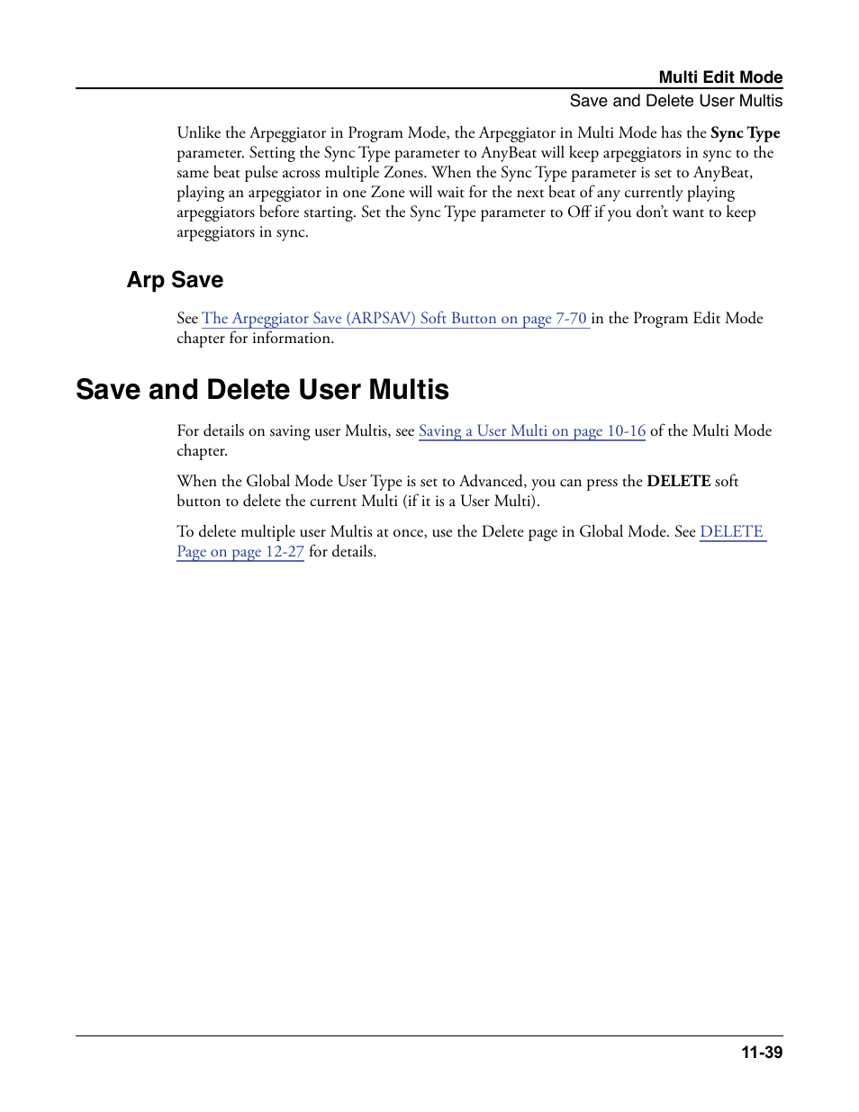 Arp save, Save and delete user multis, Arp save -39 | Save and delete user multis -39 | Kurzweil Forte User Manual | Page 290 / 388