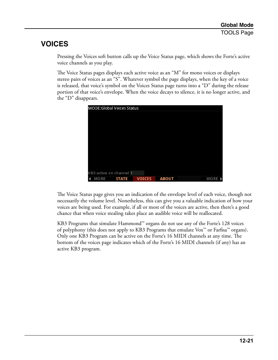 Voices, Voices -21 | Kurzweil Forte User Manual | Page 311 / 388