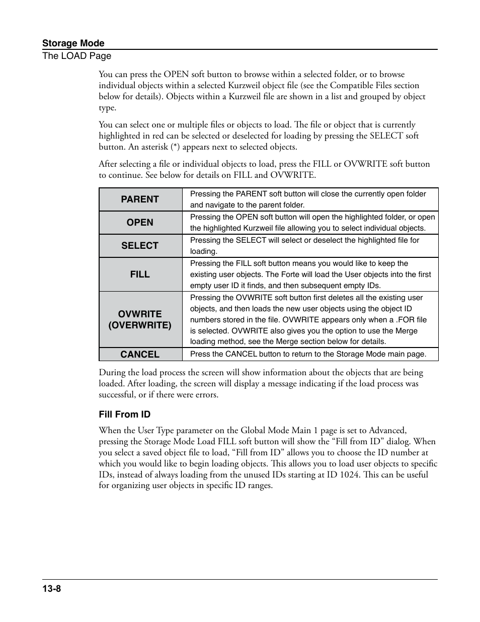 Fill from id, Fill from id -8 | Kurzweil Forte User Manual | Page 327 / 388