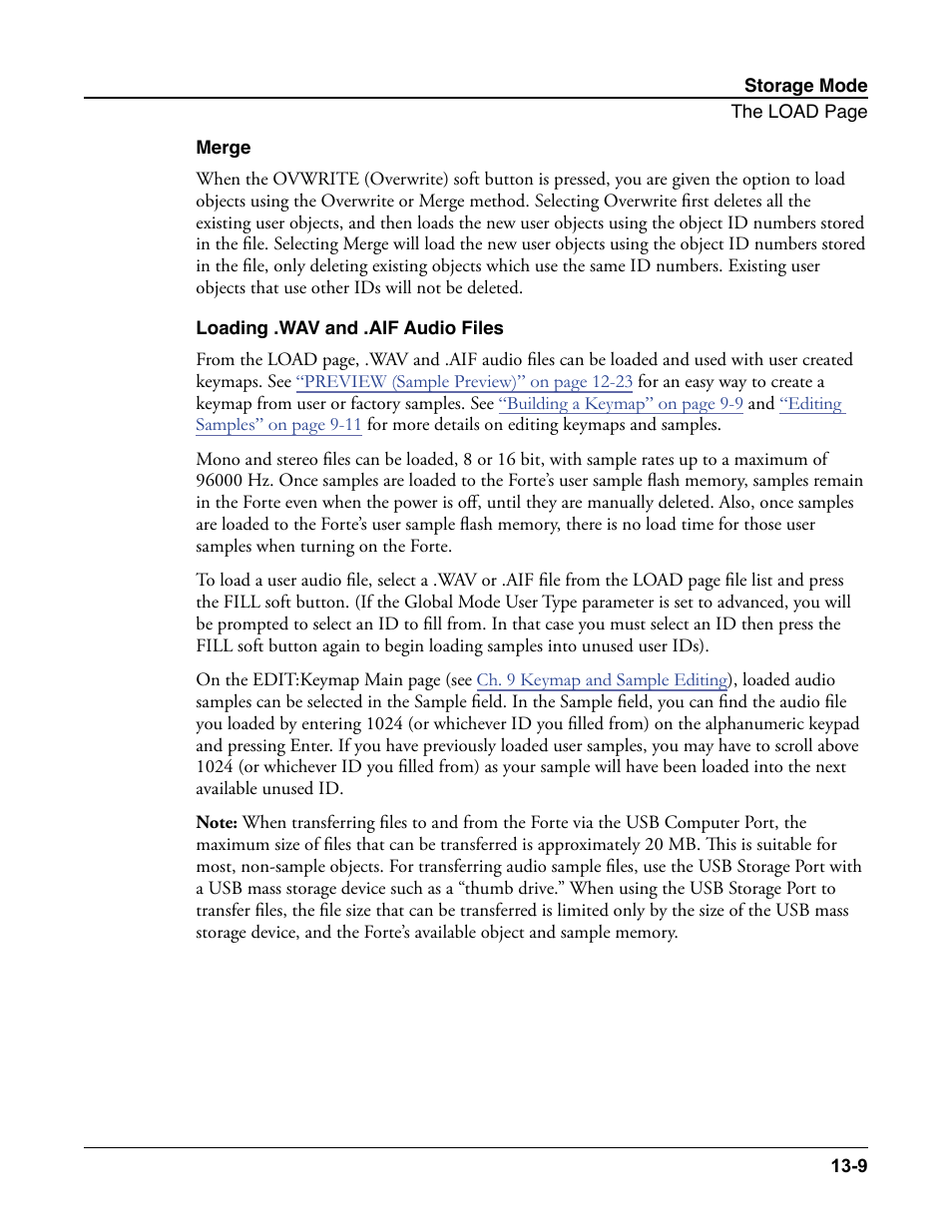Merge, Loading .wav and .aif audio files, Merge -9 loading .wav and .aif audio files -9 | Kurzweil Forte User Manual | Page 328 / 388