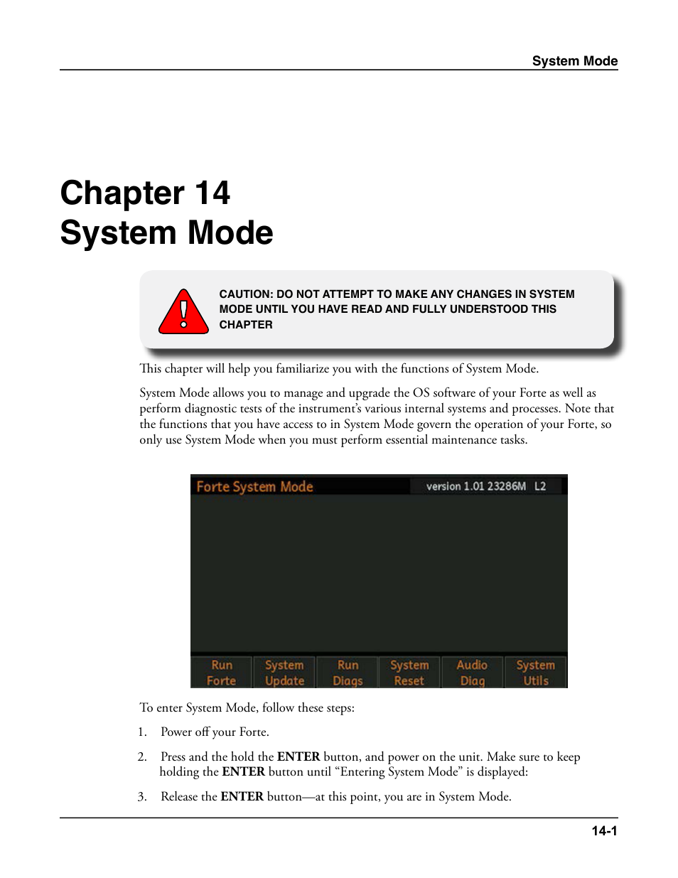 System mode, System mode -1, Chapter 14 system mode | Kurzweil Forte User Manual | Page 331 / 388