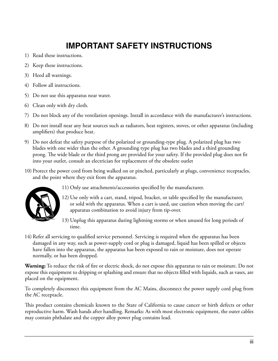 Important safety instructions | Kurzweil Forte User Manual | Page 4 / 388