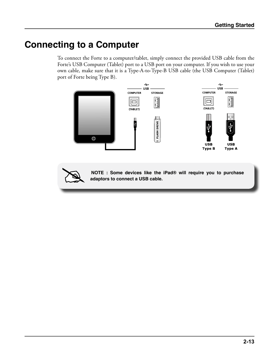 Connecting to a computer, Connecting to a computer -13 | Kurzweil Forte User Manual | Page 40 / 388