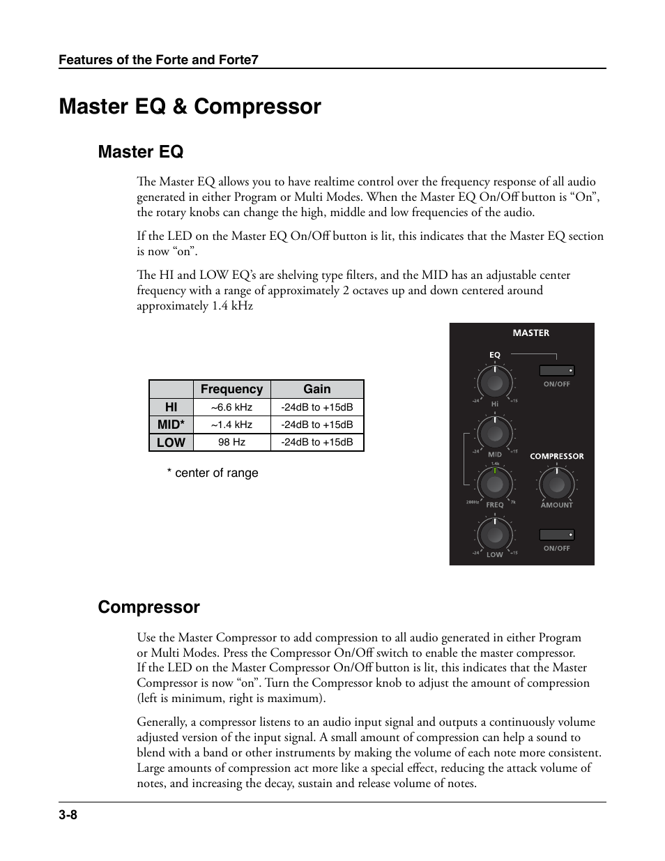 Master eq & compressor, Master eq, Compressor | Master eq & compressor -8, Master eq -8 compressor -8 | Kurzweil Forte User Manual | Page 53 / 388