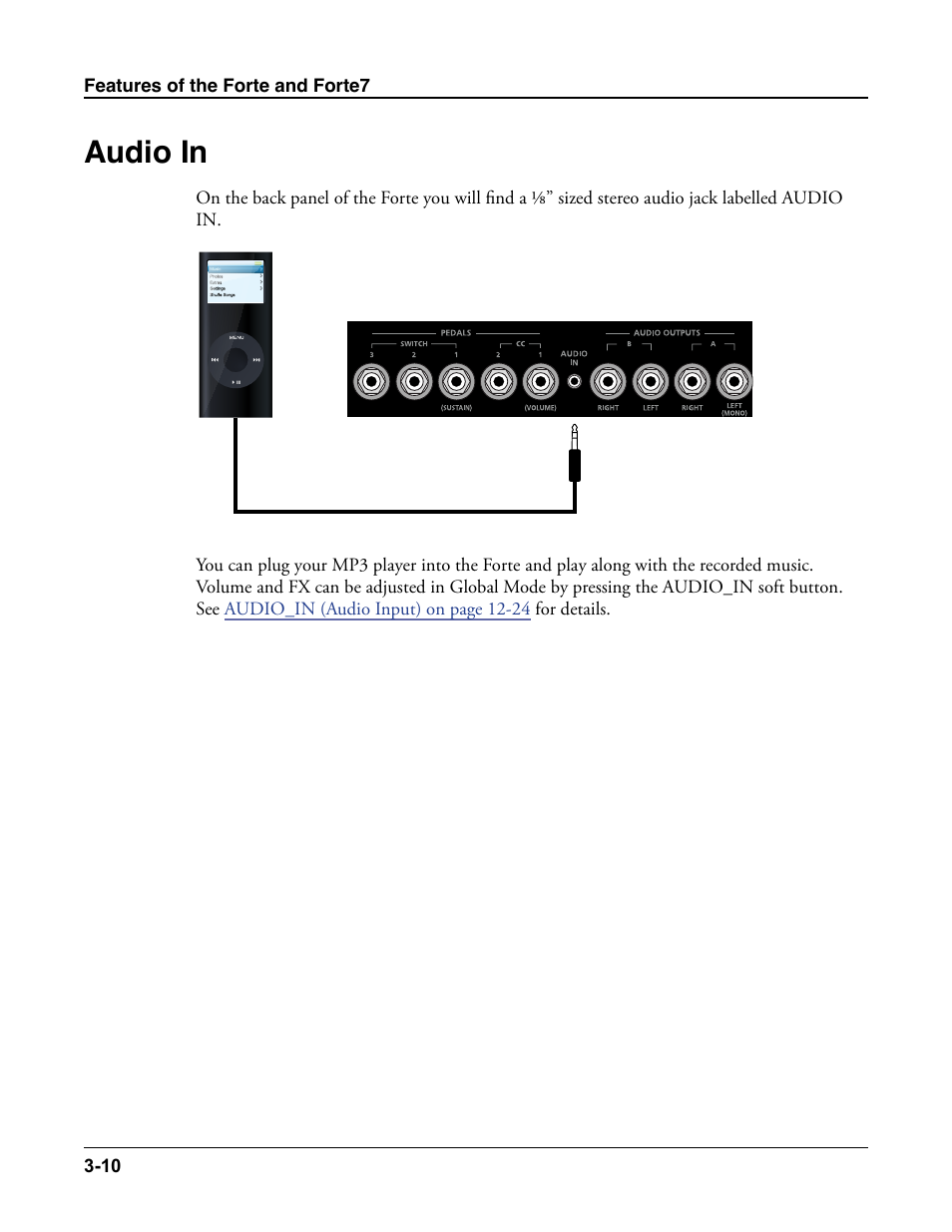 Audio in, Audio in -10 | Kurzweil Forte User Manual | Page 55 / 388