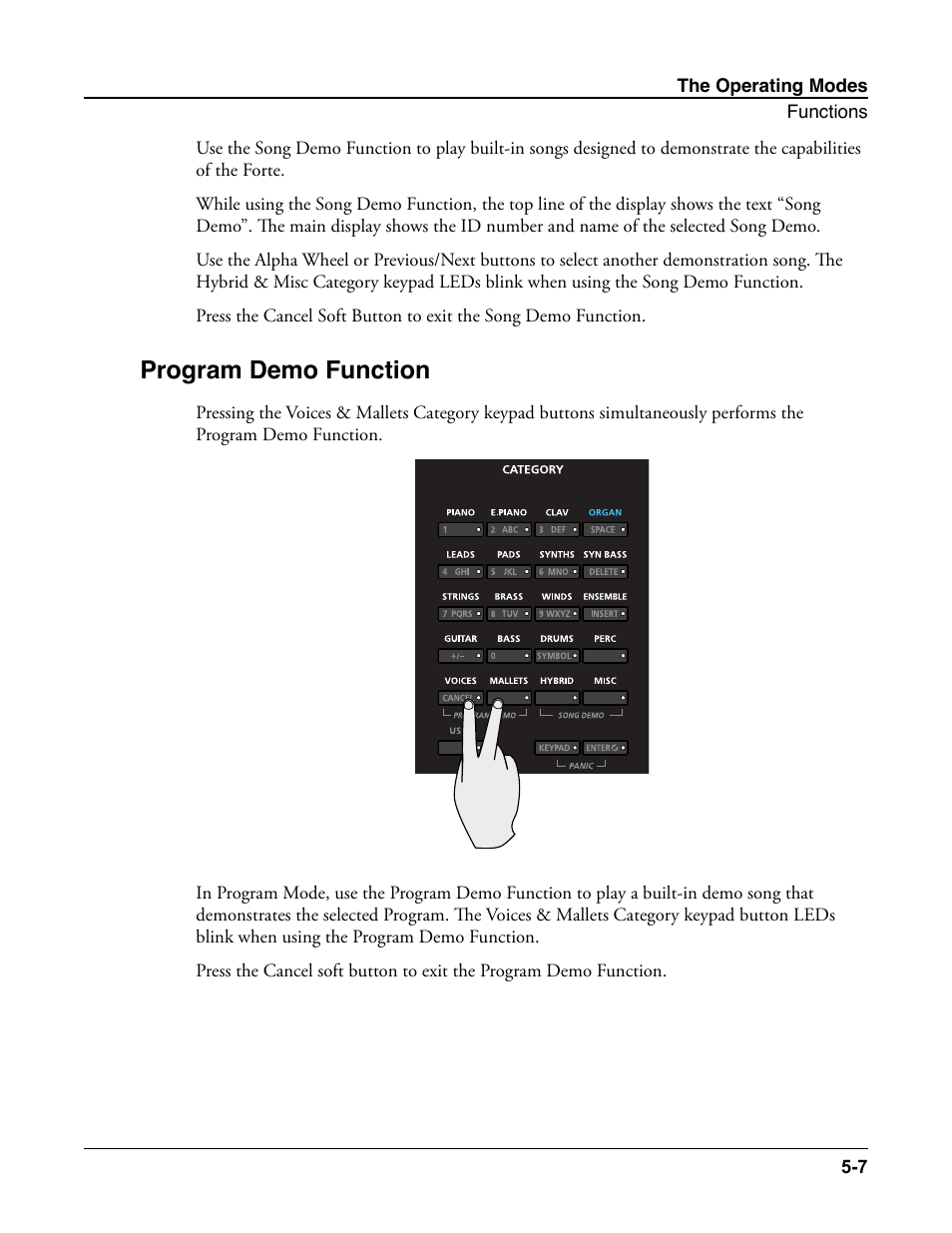 Program demo function, Program demo function -7 | Kurzweil Forte User Manual | Page 73 / 388