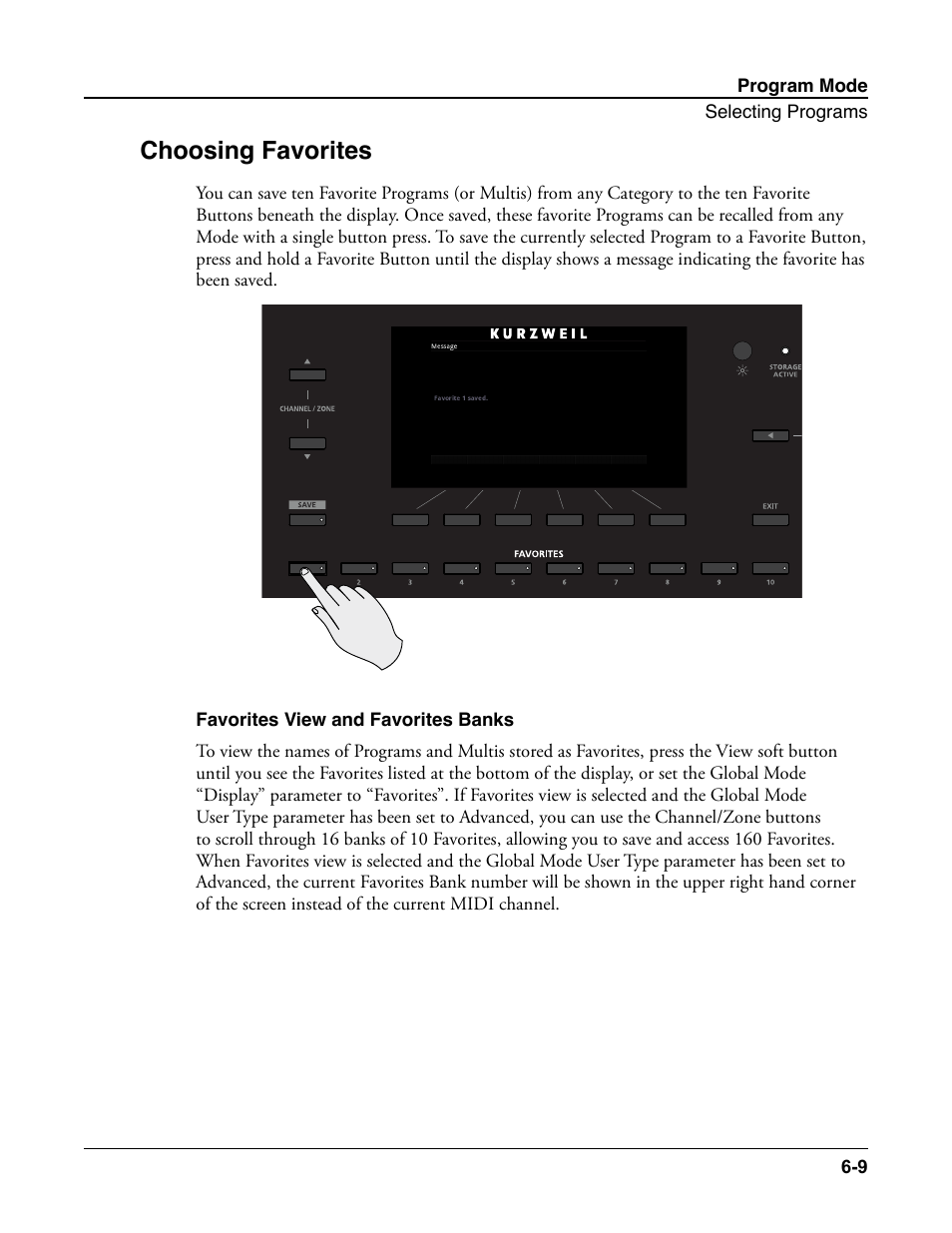 Choosing favorites, Favorites view and favorites banks, Choosing favorites -9 | Favorites view and favorites banks -9 | Kurzweil Forte User Manual | Page 83 / 388