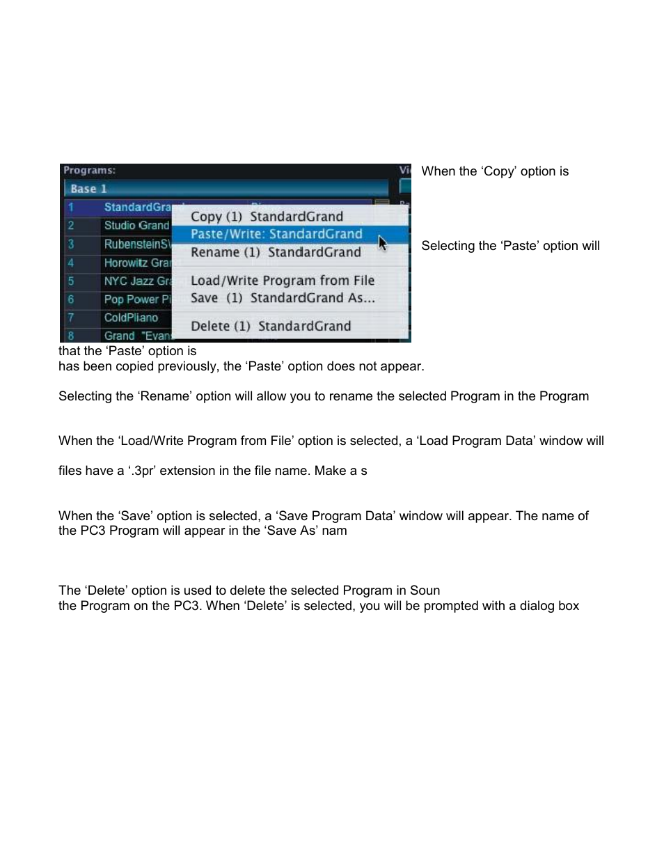 Individual program options | Kurzweil PC3 SoundEditor User Manual | Page 26 / 96