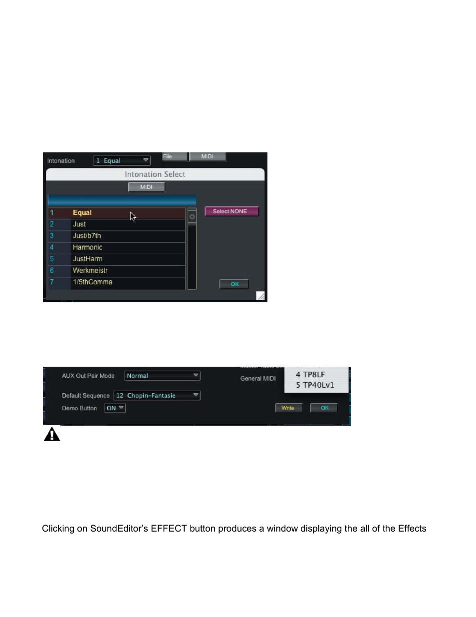 Modes toolbar - effect button | Kurzweil PC3 SoundEditor User Manual | Page 30 / 96