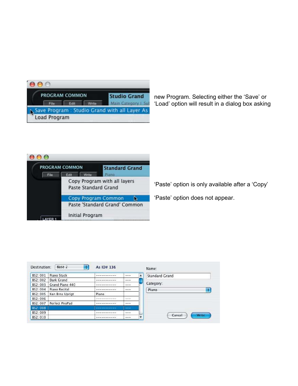 Program common toolbar (editing and file storage), Window views | Kurzweil PC3 SoundEditor User Manual | Page 35 / 96