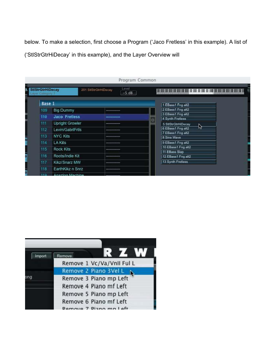 Remove button | Kurzweil PC3 SoundEditor User Manual | Page 38 / 96