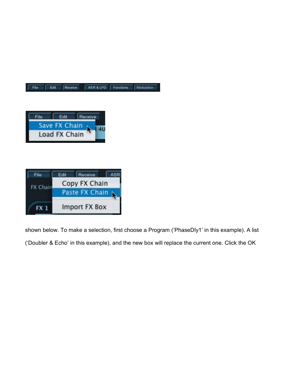 Fx edit toolbar | Kurzweil PC3 SoundEditor User Manual | Page 61 / 96