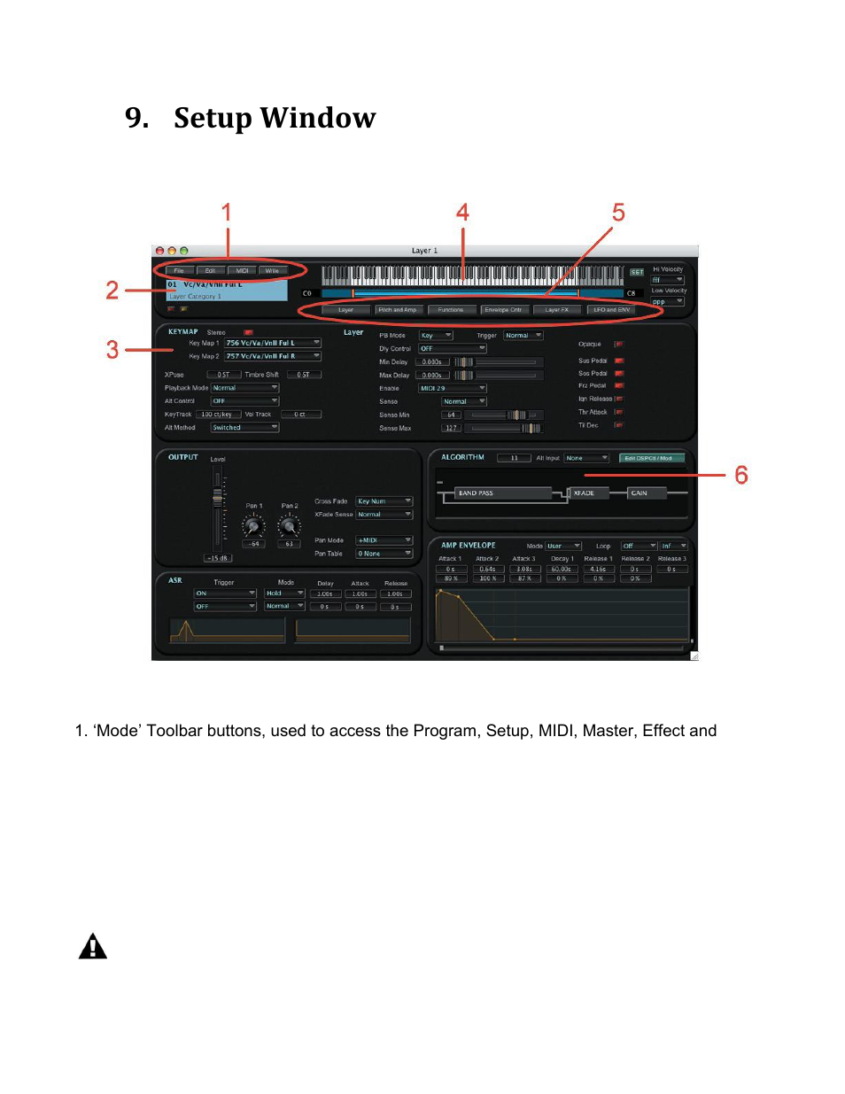 Setup window | Kurzweil PC3 SoundEditor User Manual | Page 77 / 96