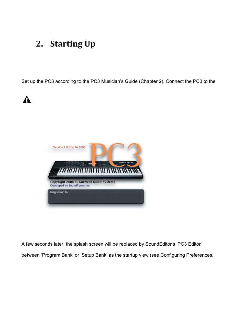 Starting up, Getting connected | Kurzweil PC3 SoundEditor User Manual | Page 8 / 96