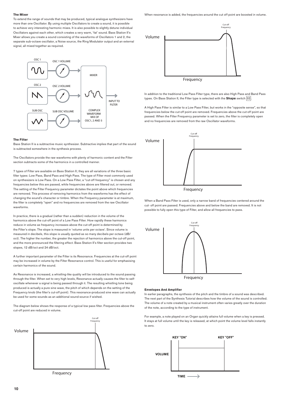 Volume, Volume frequency, Frequency | Novation Bass Station II User Manual | Page 10 / 22