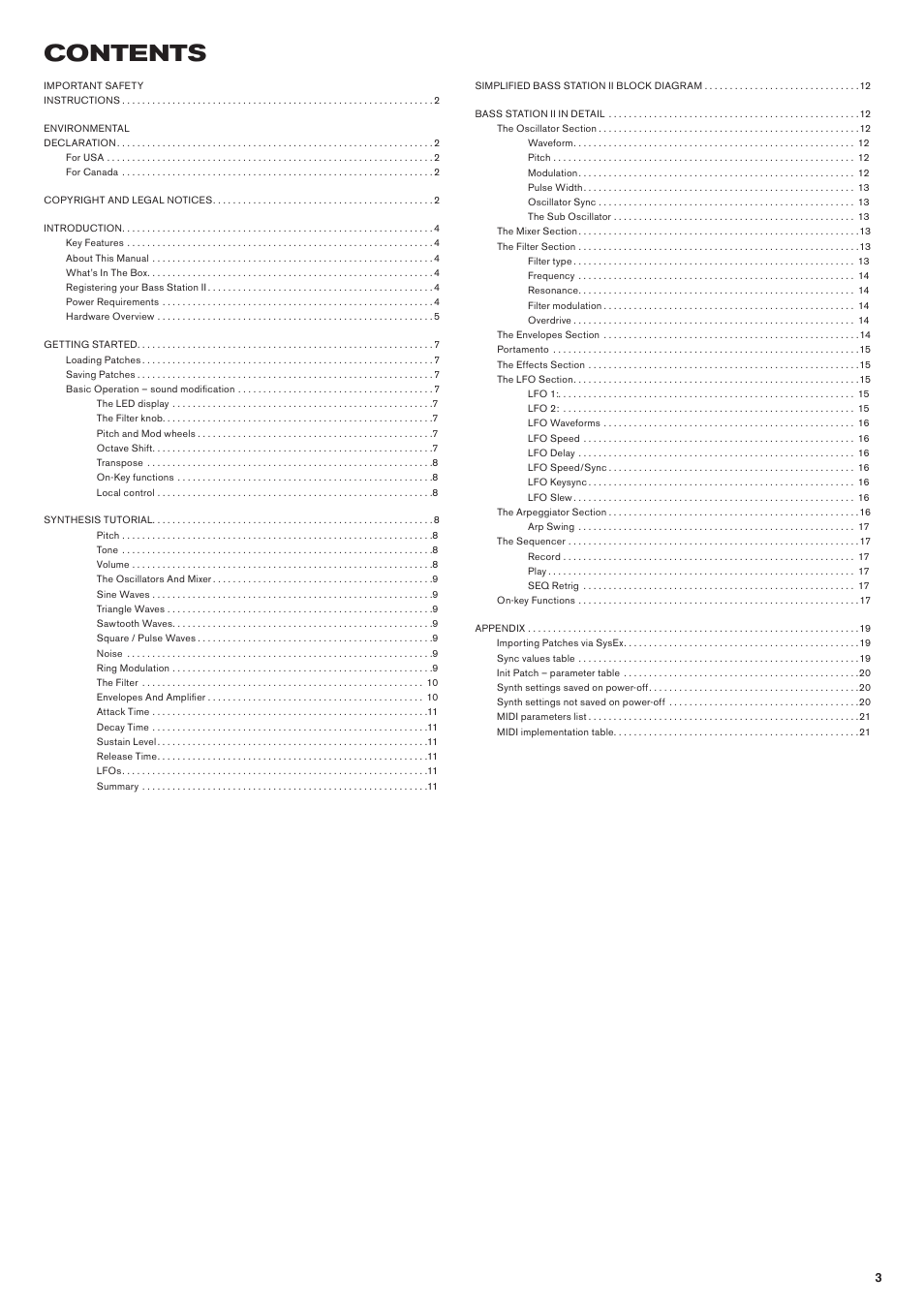 Novation Bass Station II User Manual | Page 3 / 22