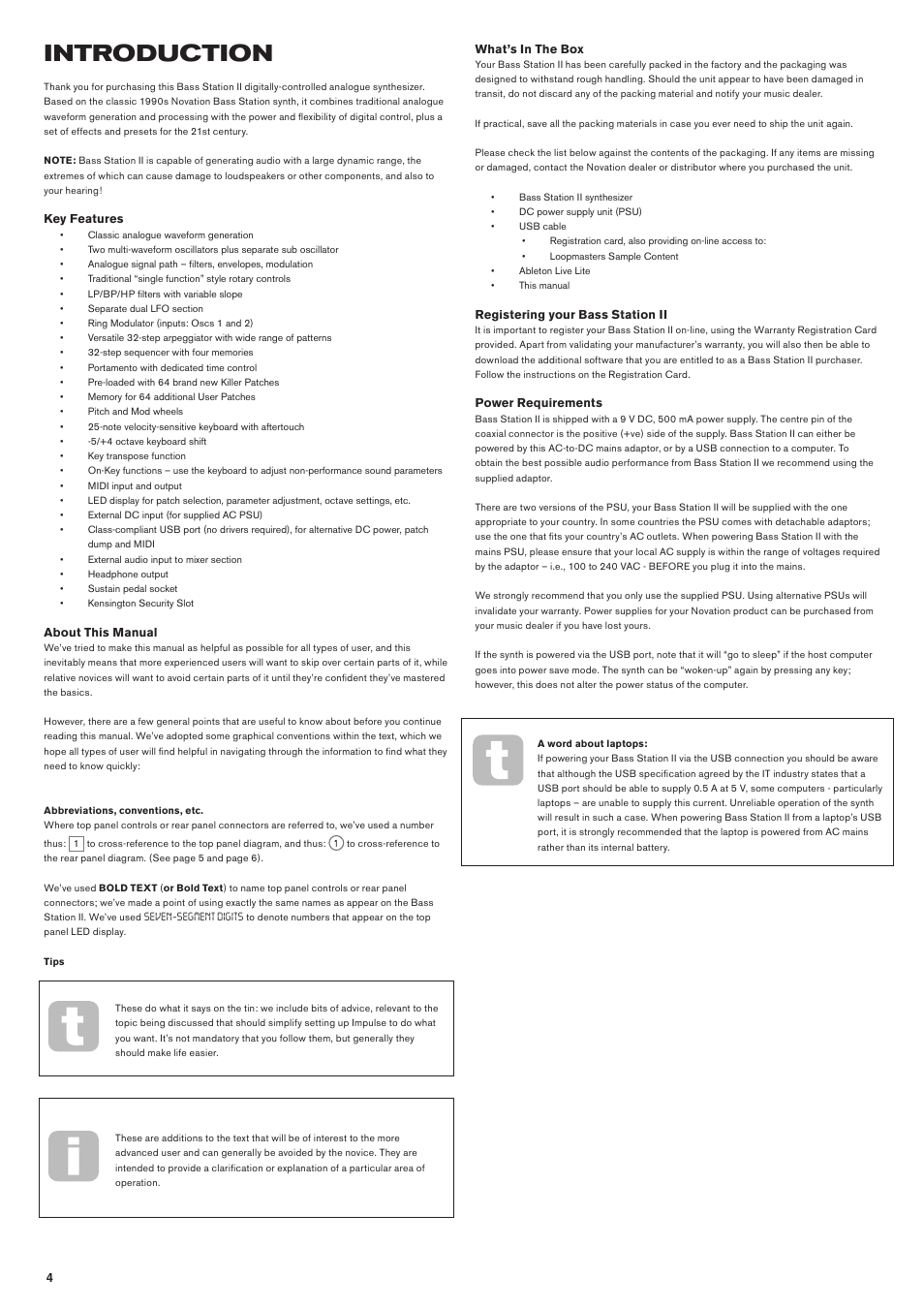 Introduction | Novation Bass Station II User Manual | Page 4 / 22