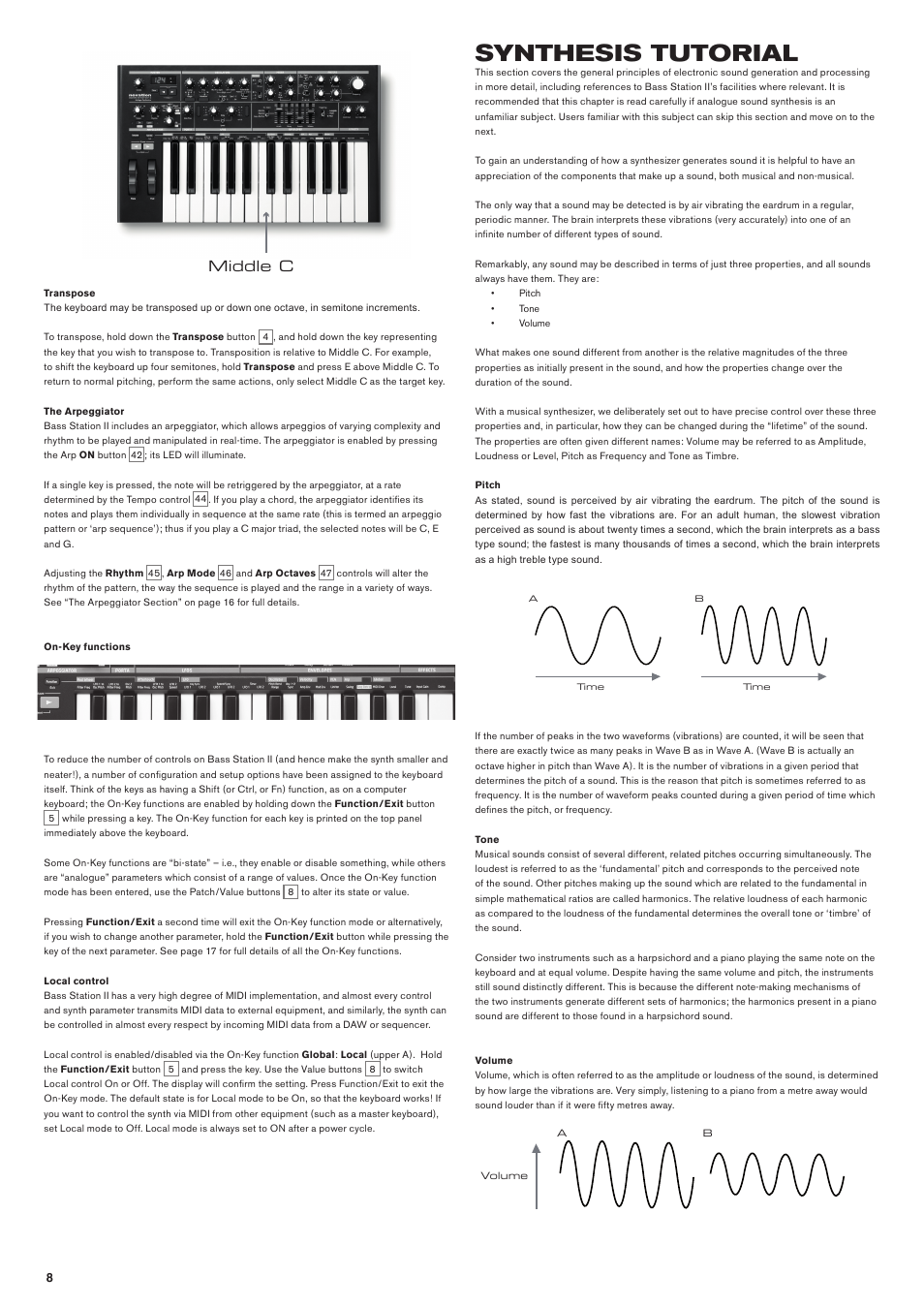 Synthesis tutorial, Middle c | Novation Bass Station II User Manual | Page 8 / 22