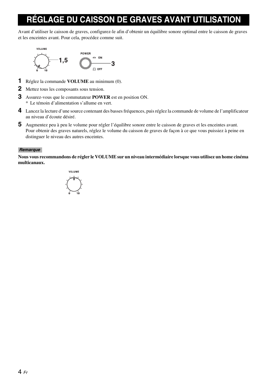 Réglage du caisson de graves avant utilisation | Yamaha NS-SW050 User Manual | Page 18 / 32