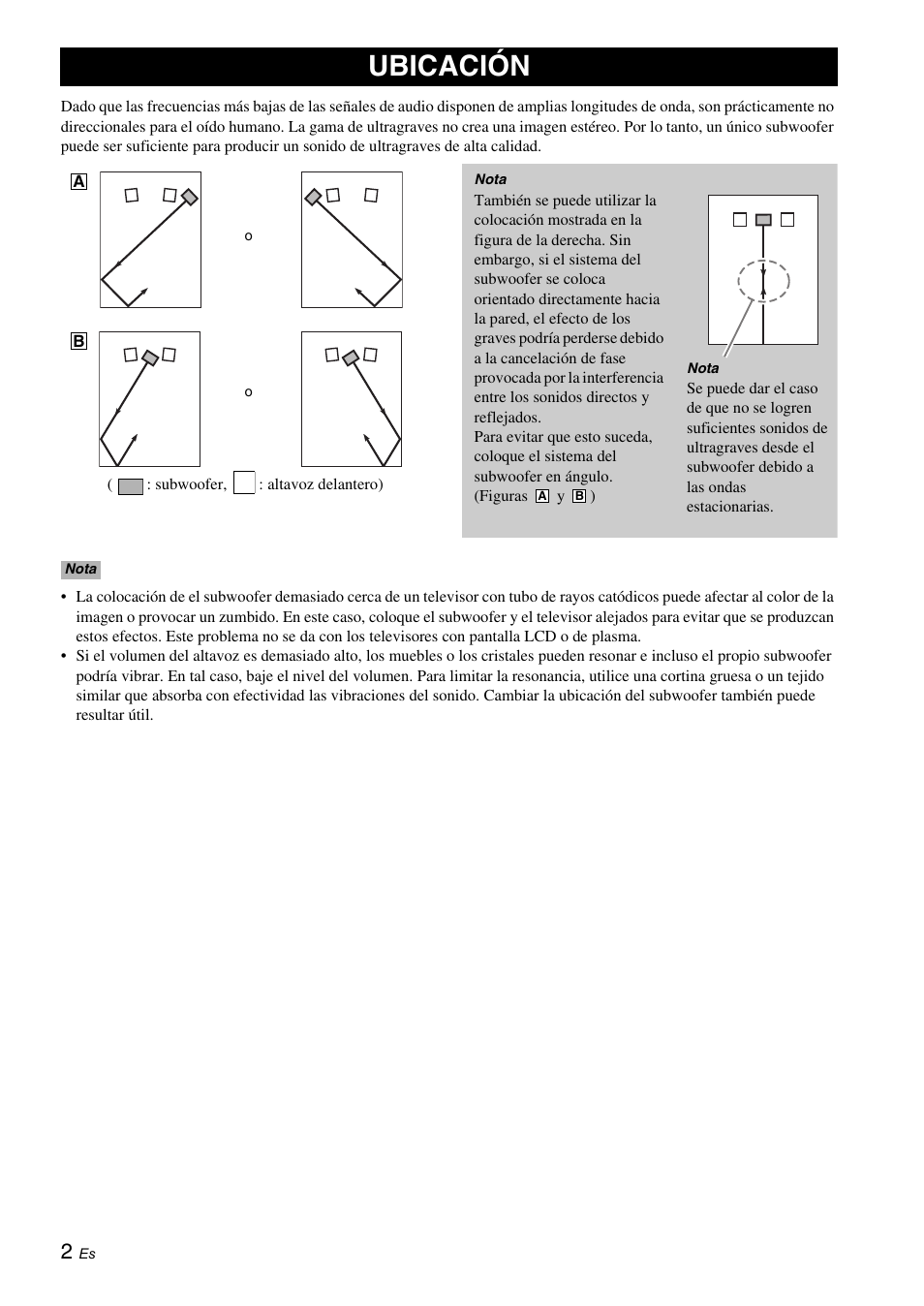 Ubicación | Yamaha NS-SW050 User Manual | Page 26 / 32