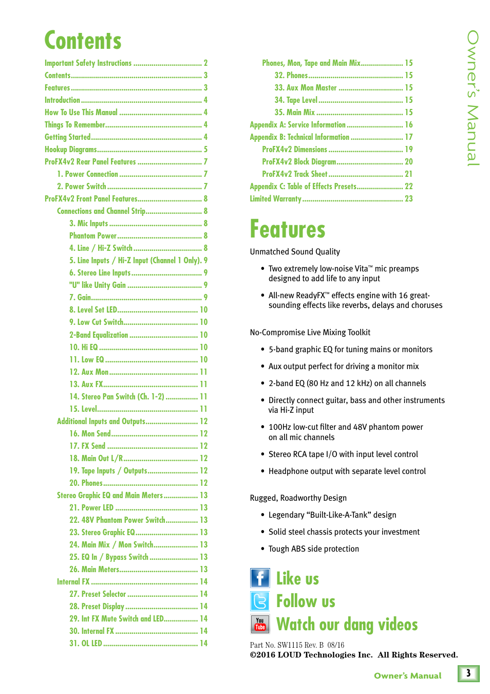 MACKIE ProFX4v2 User Manual | Page 3 / 24