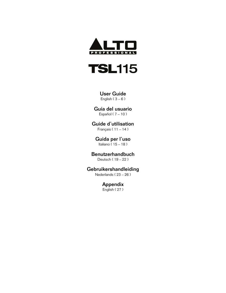 Alto Professional TSL115 User Manual | 28 pages
