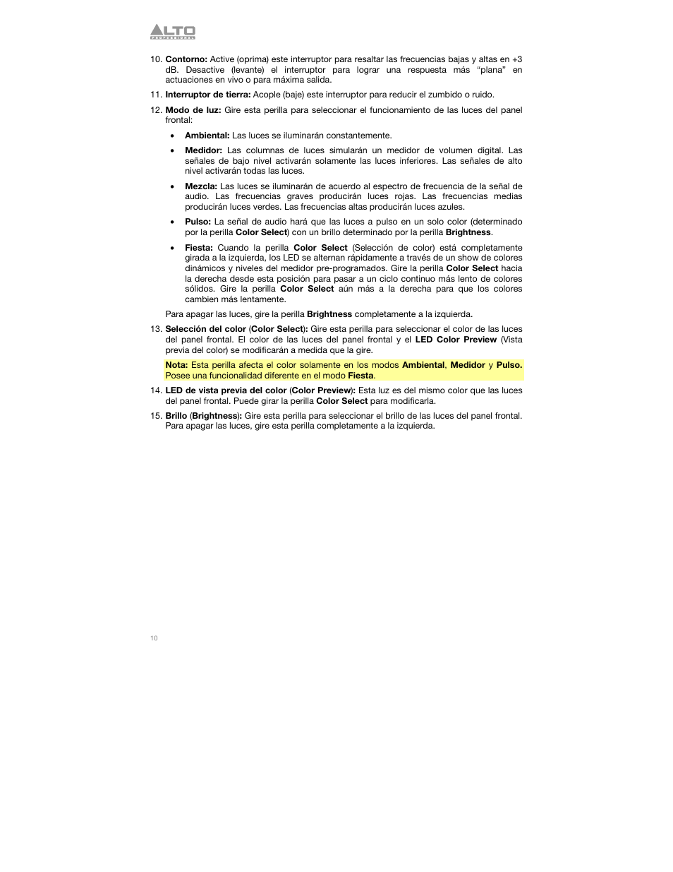 Alto Professional TSL115 User Manual | Page 10 / 28