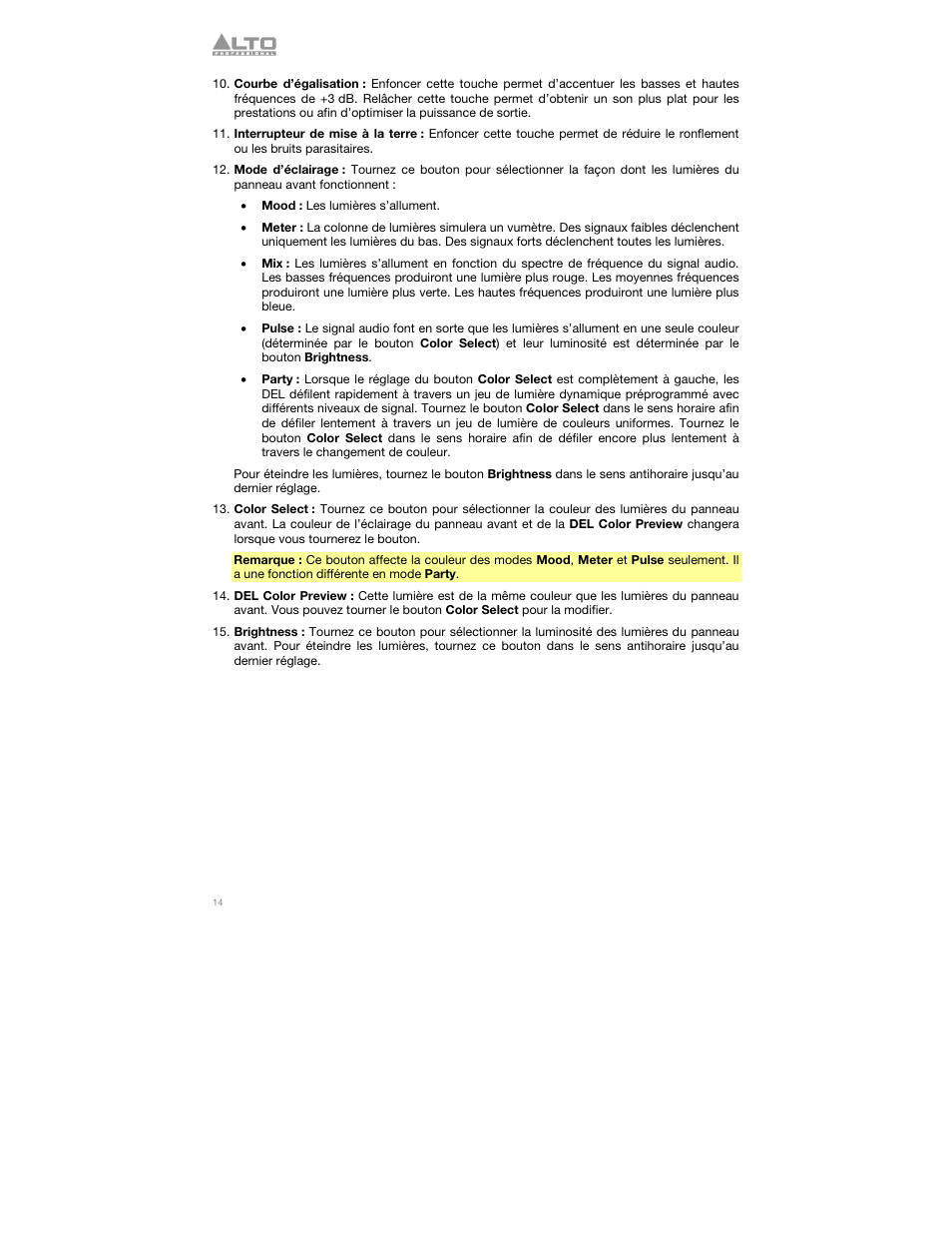 Alto Professional TSL115 User Manual | Page 14 / 28