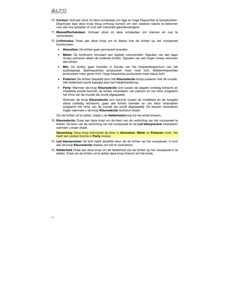 Alto Professional TSL115 User Manual | Page 26 / 28