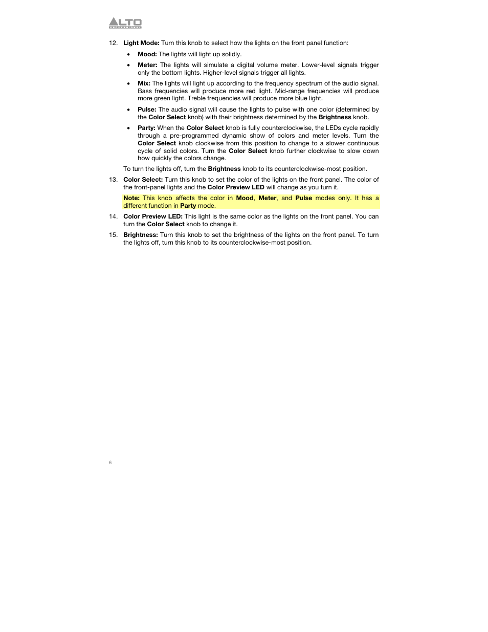 Alto Professional TSL115 User Manual | Page 6 / 28